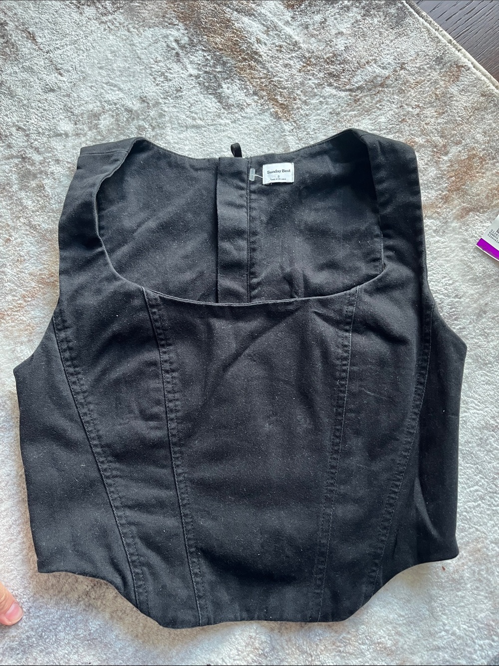 Sunday Best Black Structured Square-Neck Crop Top